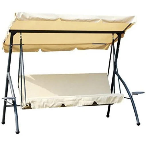 HOLA DONDOLO BEIGE A 3 POSTI RECLINABILE CON TETTUCCIO 212 X 120 X H 167 CM - GDLC