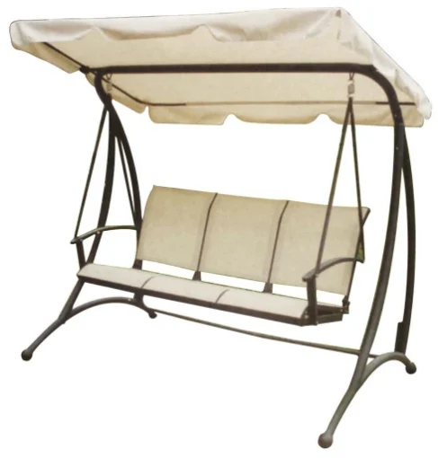DONDOLO A 3 POSTI TRIO CON PARASPLE ORIENTABILE COLORE CREMA 198 X 118 X H172 CM - GDLC