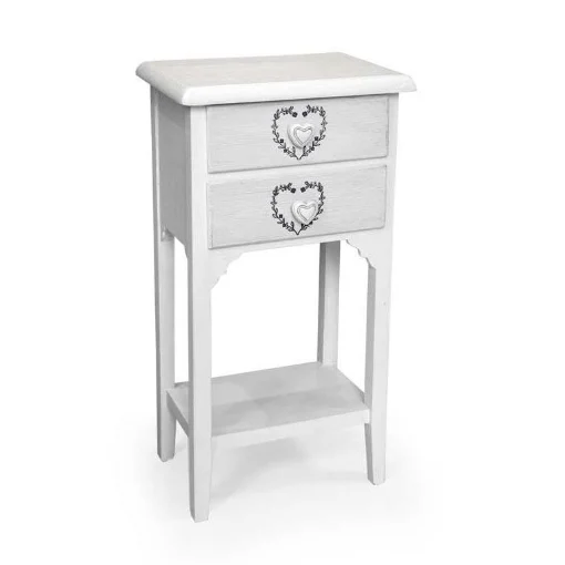 VINCY CASSETTIERA CON DECORO CUORE A 2 CASSETTI E RIPIANO INFERIORE 37X27XH69 CM - MAURY'S