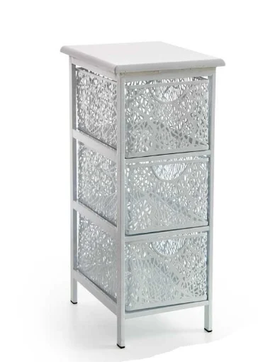 SAN JOSE CASSETTIERA SLIM IN METALLO BIANCO A 3 CASSETTI 31 X 26 XH61 CM - MAURY'S