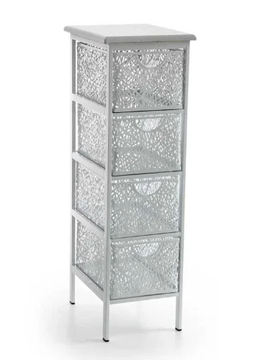 SAN JOSE CASSETTIERA SLIM IN METALLO BIANCO A 4 CASSETTI 31 X 26 XH78 CM - MAURY'S