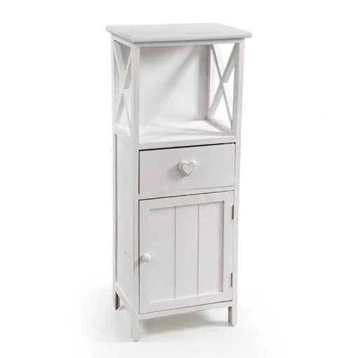 MOBILETTO IN LEGNO COLORE BIANCO CON UN CASSETTO ED UN ANTA 35X25X89CM - MAURY'S