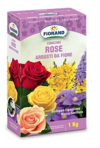FIORAND CONCIME GRANULARE PER ROSE ED ARBUSTI DA FIORE SVILUTTO RIGOGLIOSO RICCA FIORITURA 1 KG - ORGANICA