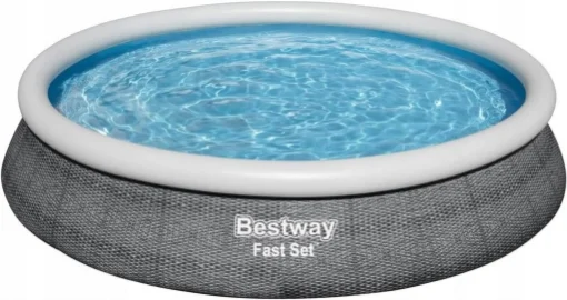 BESTWAY PISCINA FAST SET TONDA 457 X 84 CM AD EFFETTO RATTAN GRIGIO