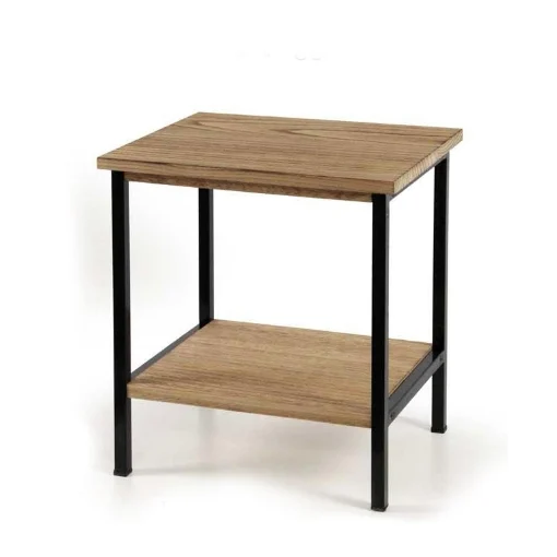 MOBILETTO METALLICO A 2 RIPIANI CON MENSOLE IN LEGNO 41 X 33 44 CM COLORE NERO - MAURY'S