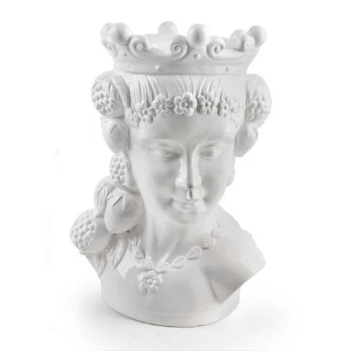 VASO TESTA DI MORO A DONNA IN COLORE BIANCO 22 X H40 CM - MAURY'S
