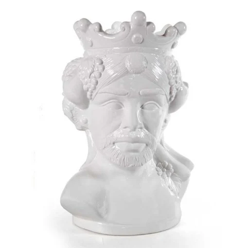 VASO TESTA DI MORO A UOMO IN COLORE BIANCO 22 X H40 CM - MAURY'S