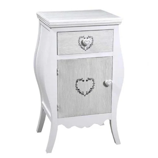 VINCY CASSETTIERA CON DECORO CUORE CON 1 CASSETTO E 1 ANTA 47X35X76 CM - MAURY'S