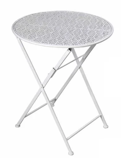 TAVOLINO TONDO DA CAFFÈ IN METALLO PIEGHEVOLE 60 X 70 CM COLORE BIANCO - MAURY'S