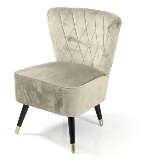 POLTRONA IN VELLUTO CON GAMBE NERE 63,5 X 66 X 84 CM CM COLORE BEIGE - MAURY'S