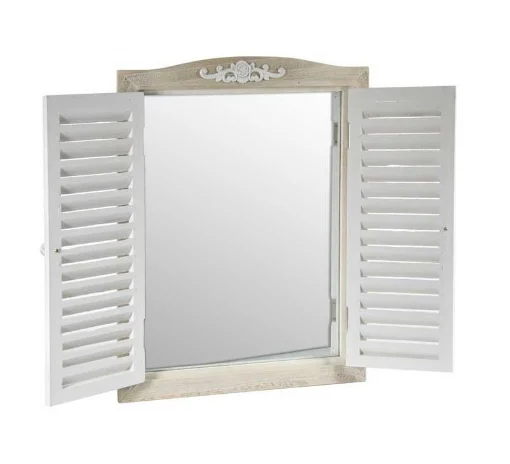 SPECCHIO DA PARETE A FINESTRA IN LEGNO CON 2 ANTE 40 X 5 X 60 CM COLORE BIANCO - MAURY'S