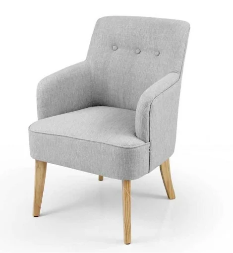 POLTRONA CON SEDUTA IN TESSUTO E GAMBE IN LEGNO 60 X 65 X 85 CM COLORE GRIGIO - MAURY'S