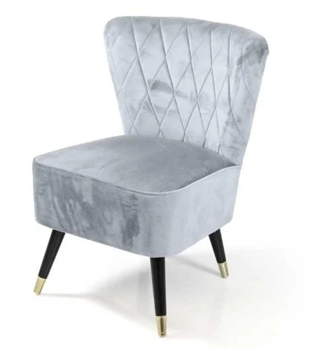 POLTRONA IN VELLUTO CON GAMBE NERE 63,5 X 66 X 84 CM CM COLORE CIELO - MAURY'S