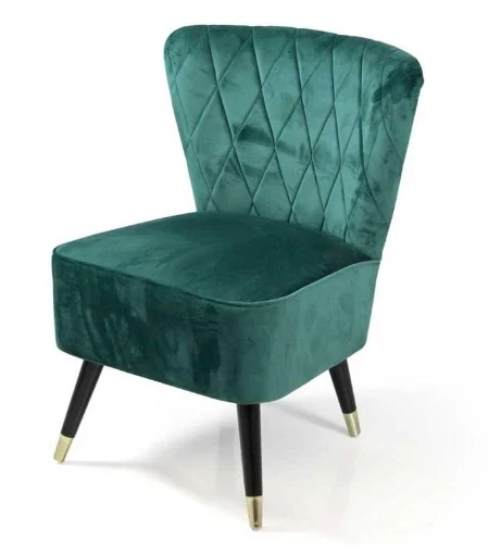 POLTRONA IN VELLUTO CON GAMBE NERE 63,5 X 66 X 84 CM CM COLORE VERDE - MAURY'S