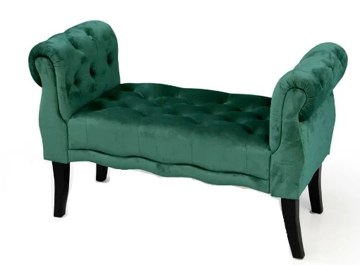 PANCA IN VELLUTO TRAPUNTATO CON GAMBE NERE 100 X 40 X 61 CM IN COLORE VERDE - MAURY'S