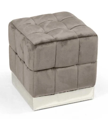 POUF CUBO IN VELLUTO CON BASE METALLO 39 X 39 X 40 CM COLORE TORTORA - MAURY'S