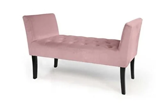 PANCA IN VELLUTO CON GAMBE NERE 110 X 40 X 60 CM IN COLORE ROSA - MAURY'S