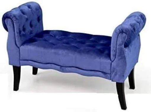 PANCA IN VELLUTO TRAPUNTATO CON GAMBE NERE 100 X 40 X 61 CM IN COLORE BLU - MAURY'S