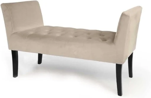PANCA IN VELLUTO CON GAMBE NERE 110 X 40 X 60 CM IN COLORE BEIGE - MAURY'S