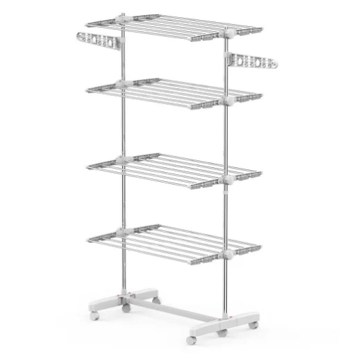 STENDINO PREMIUM A 4 PIANI REGOLABILE CON 6 RUOTE 80-142 X 55 X H172 CM
