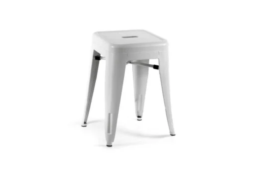 SGABELLO BIANCO STILE INDUSTRIALE IN METALLO 42 X 42 X 45 CM - GALILEO