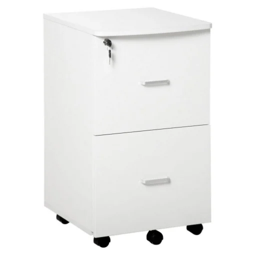 ARMADIETTO DA UFFICIO CON 2 CASSETTI E 5 RUOTE 43 X 45 X 72 CM DI COLORE BIANCO - MAURY'S