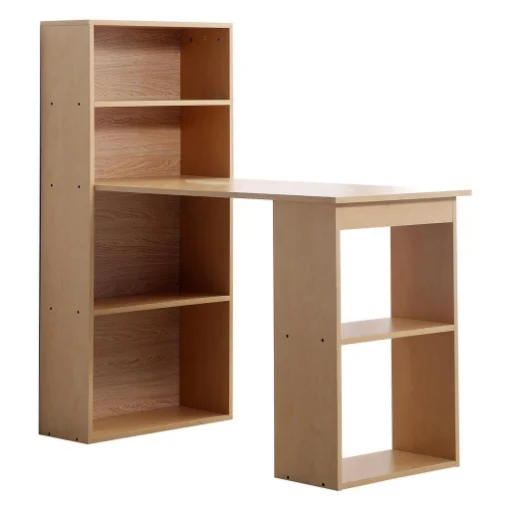 SCRIVANIA MODERNA CON LIBRERIA IN LEGNO NATURALE 120 X 55 X 120 CM - LUPIA