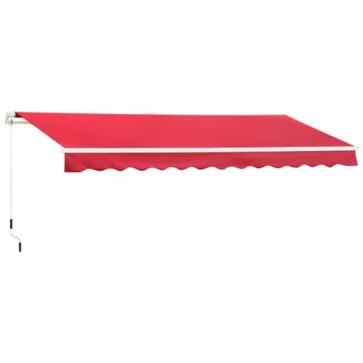 TENDA DA SOLE A MANOVELLA CON COPERTURA IMPERMEABILE 400 X 250 CM COLORE ROSSO - KOMBO
