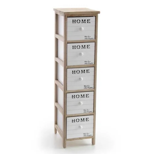 CASSETTIERA IN LEGNO DECORATA HOME COLORE BIANCO E NATURALE 26 X 32 X 98 CM - MAURY'S