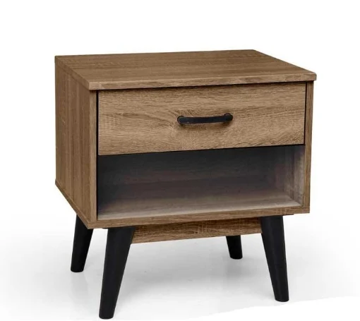 ARES COMODINO CON CASSETTO E VANO APERTO 48 X 38 X 50 CM IN LEGNO NOCE - MAURY'S