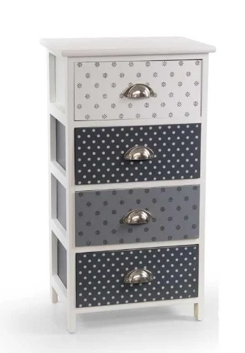 POIS MOBILE CON 4 CASSETTI 40 X 29 X 73 CM COLORE BIANCO E GRIGIO - MAURY'S
