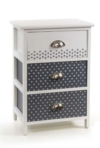 POIS MOBILE CON 3 CASSETTI 40 X 29 X 59 CM COLORE BIANCO E GRIGIO - MAURY'S