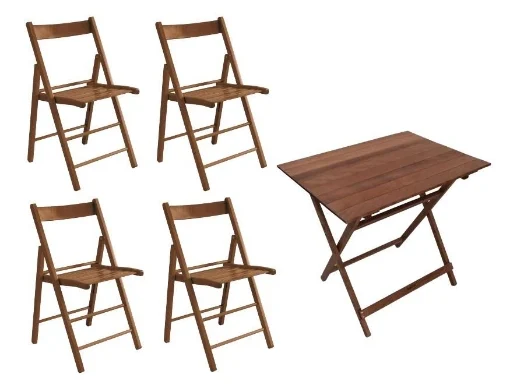 SET TAVOLO BIRRERIA + 4 SEDIE BIRRERIA IN LEGNO DI FAGGIO COLORE NOCE - TOOMAX