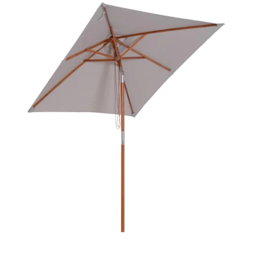 OMBRELLONE DA GIARDINO INCLINABILE 2 X 1.5 M 6 STECCHE E PALO IN LEGNO GRIGIO - MAURY'S