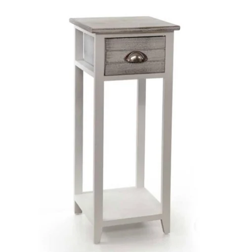 MOBILETTO A COLONNINA CON CASSETTO RIGATO 30 X 30 X 70 CM BIANCO E GRIGIO - MAURY'S