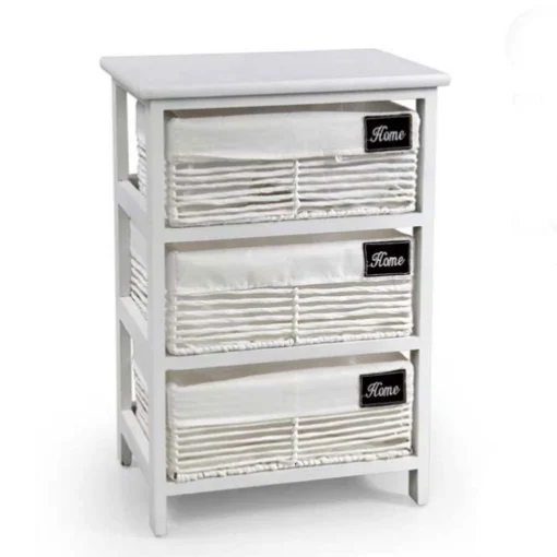 CASSETTIERA BIANCA DA BAGNO IN LEGNO CON 3 CASSETTI 40 X 29 X 58 CM - MAURY'S