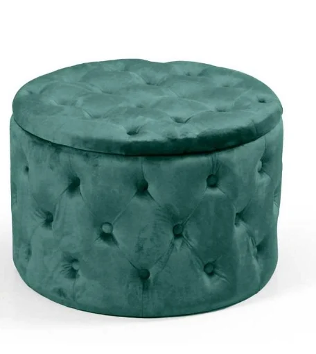POUF CONTENITORE IN VELLUTO TRAPUNTATO 60 X 60 X H42 CM COLORE VERDE - MAURY'S