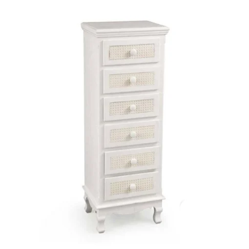 VIENNA CASSETTIERA SLIM A 6 CASSETTI 40X30X112 CM IN COLORE BIANCO E CREMA - MAURY'S
