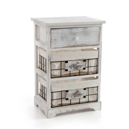 CASSETTIERA DECORATA IN LEGNO CON 3 CASSETTI 37X27XH58 CM IN COLORE BIANCO - MAURY'S