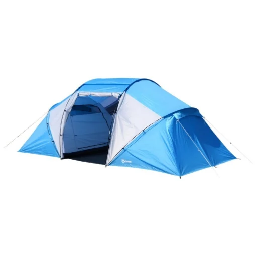 TENDA DA CAMPEGGIO PER 6 PERSONE 460×230×195CM COLORE AZZURRO E BIANCO - BRIXO