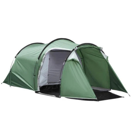 TENDA DA CAMPEGGIO 4 POSTI AMPIO VESTIBOLO IMPERMEABILE VERDE SCURO - BRIXO