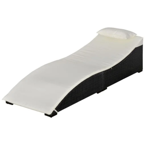 LETTINO SDRAIO PRENDISOLE IN RATTAN NERO CON MATERASSINO BIANCO CREMA - MAURY'S