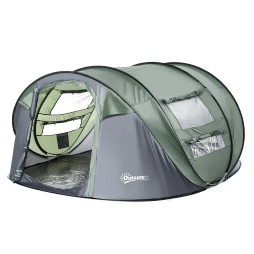 TENDA DA CAMPEGGIO POP UP 4-5 POSTI 264 X 220 X 123 CM GRIGIO E VERDE