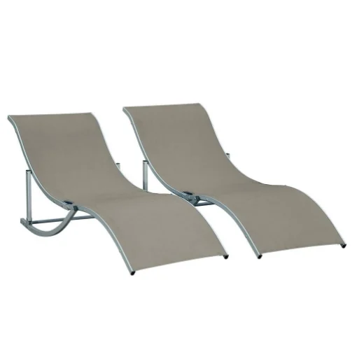 SET 2 SDRAIO DA GIARDINO PIEGHEVOLI 61 X 165 X 63 CM COLORE GRIGIO CHIARO - MAURY'S