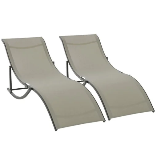 SET 2 SDRAIO DA GIARDINO PIEGHEVOLI 61 X 165 X 63 CM COLORE CACHI - MAURY'S