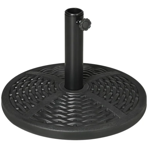 BASE PER OMBRELLONE DA GIARDINO ROTONDA EFFETTO RATTAN Ø45CM PESO DA 9.5KG NERO - MAURY'S