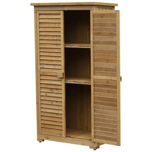 ARMADIO PORTA ATTREZZI DA GIARDINO CON 3 RIPIANI IN LEGNO 87 X 46.5 X 160CM - ART PLAST