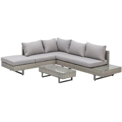 SALOTTO DA GIARDINO CON DIVANO E TAVOLINO IN PE RATTAN GRIGIO - MAURY'S