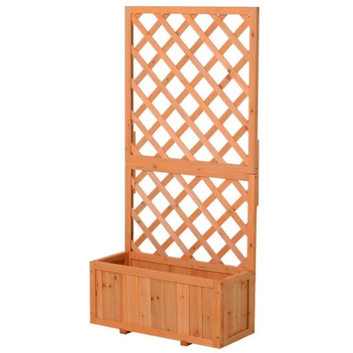 FIORIERA DA ESTERNO IN LEGNO CON SPALLIERA A GRIGLIA PER RAMPICANTI 72.5L X 31.5P X 149.5A CM IN LEGNO - MAURY'S
