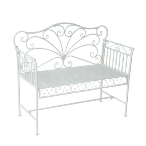 PANCHINA IN FERRO BIPOSTO DA GIARDINO STILE ROMANTICO 109.5X51X95.5 CM BIANCO - MAURY'S